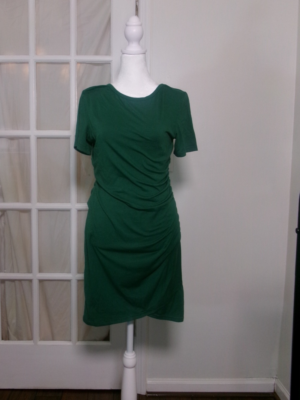 SHEIN Green Ruched Bodycon Mini Dress Short Sleeve Size Medium